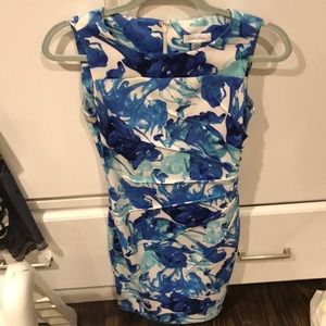 White and blue sleeveless dress by Calvin Klein